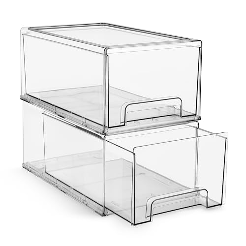 Clear Storage Drawers for Refrigerator with Handles (2 Count)