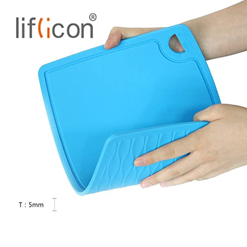 Thick Cutting Boards for Kitchen Silicone Chopping Board Set of 2 Mid 12.6'' x 9.1”