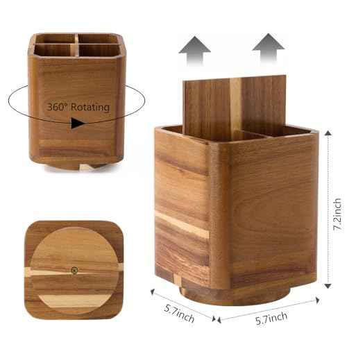 Wood Utensil Holder for Kitchen Counter