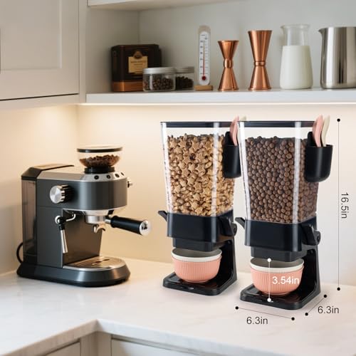Cereal Dispenser Countertop Black 2 Pack with Bowls Spoons Cutlery Box