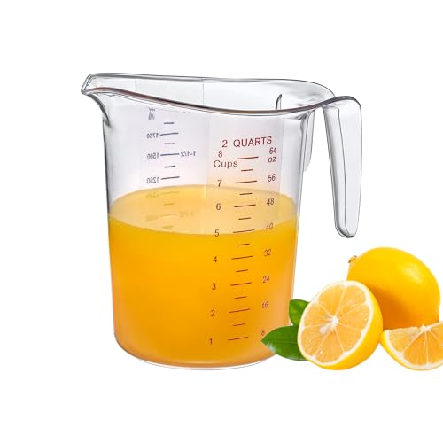 Melissa - 64-Ounce Plastic Measuring Pitcher (1-Pack), 8-Cup (2-Quart) Food-Grade Measuring Jug, Unbreakable, Stackable, Dishwasher-Safe, Great for Oil, Vinegar, Flour, and More