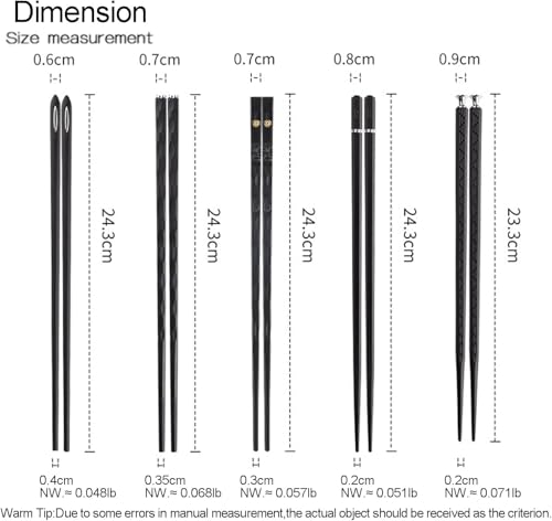 5 Pairs Food Grade PET+Glass Fiber Alloy Polymer Laser Engraving Japanese Metal Chopsticks (5 Count)