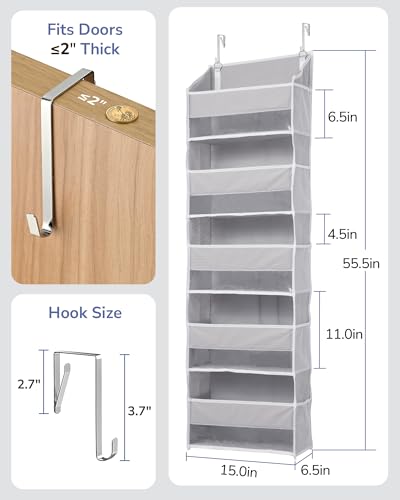 1 Pack Over Door Organizer with 5 Large Pockets 10 Mesh Side Pockets