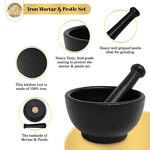 Cast Iron Cauldron Mortar and Pestle Set