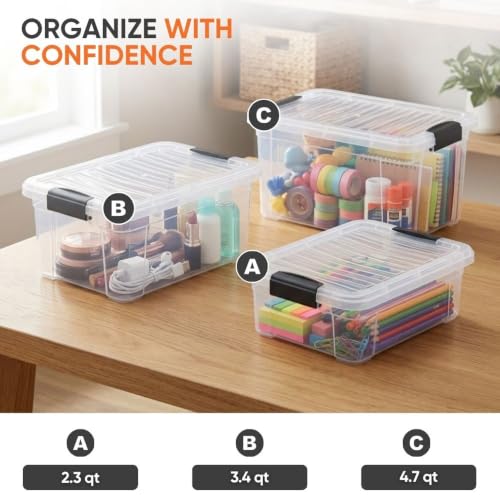 2.3 Quart Clear Plastic Storage Containers with Lids (3 Count)