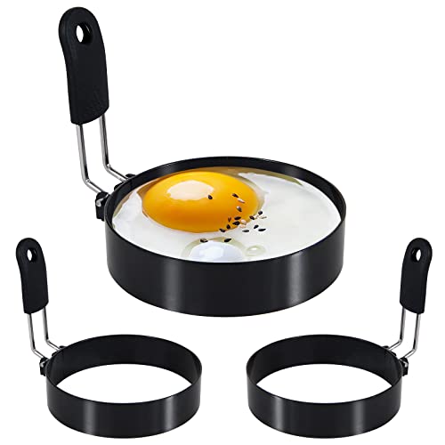 3 Pack 3.5'' Egg Rings Set with Silicone Handle