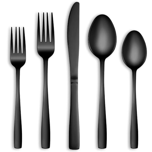 60 Pcs Black Silverware Set (60 Count)
