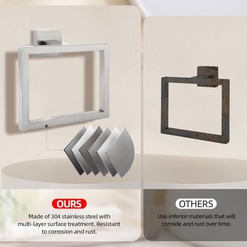 2 Piece Brushed Nickel Square Towel Ring