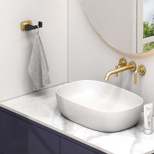 Double Towel Hook Black and Gold