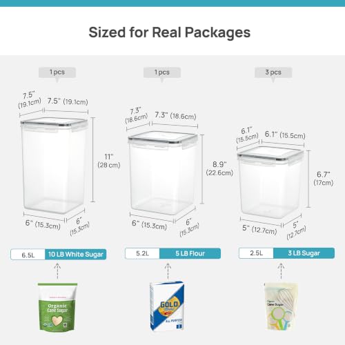 5 PCS Flour and Sugar Storage Container Sets for Regular Bakers (5 Count)