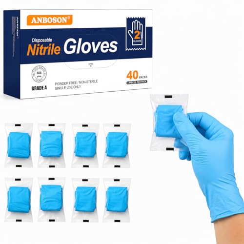 Individually Wrapped Black Disposable Nitrile Gloves (80 Count)