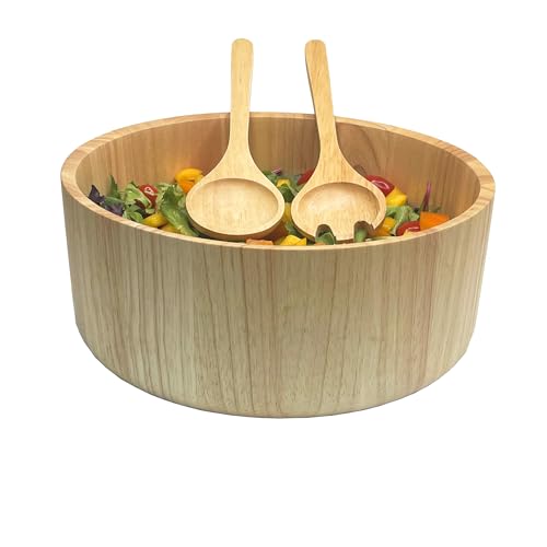 Woodard & Charles Rubberwood 11" Salad Bowl with Servers