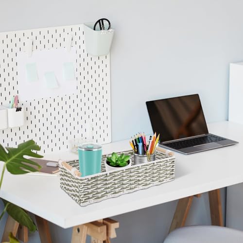Toilet Paper Baskets Handmade Paper Rope Decorative Wicker Storage Tank Shelf Cabinet Organizer for Bathroom Home (2 Count)