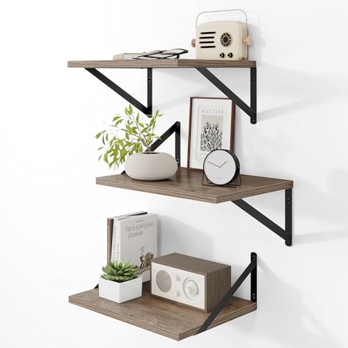 16W x 12D Deep Floating Shelves Set of 3 Grey (3 Count)