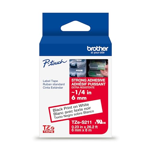 Genuine P Touch TZe Black Print on White Label Tape