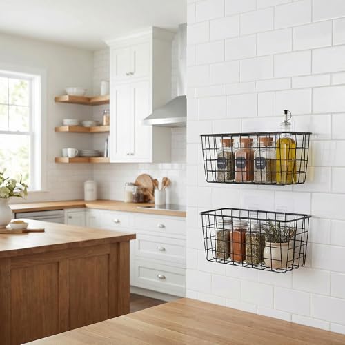 2 Set Adhesive Hanging Wall Basket Inside Cabinet Door Organizer (2 Count)