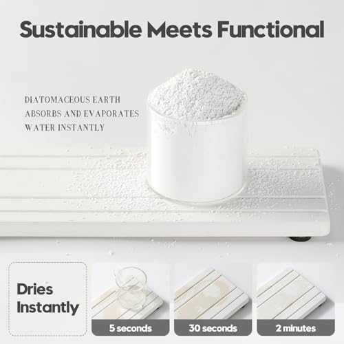 2PCS Diatomite Quick Stone Drying Tray Mat for Bathroom & Kitchen Counter (2 Count)