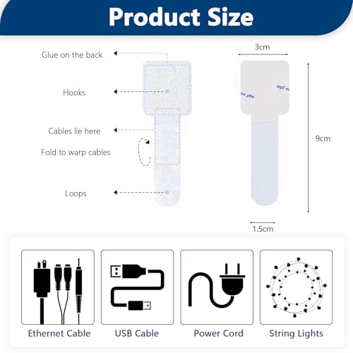 50 PCS Hook and Loop Cable Ties (50 Count)
