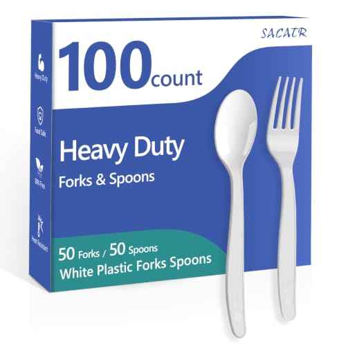 100 Count White Plastic Silverware Heavy Duty