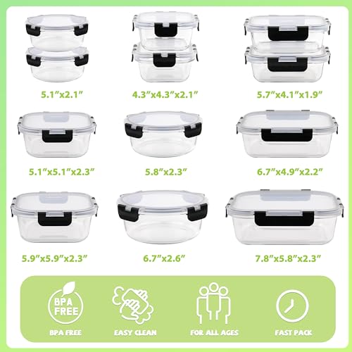 12 Packs Glass Food Storage Containers (10 Count)