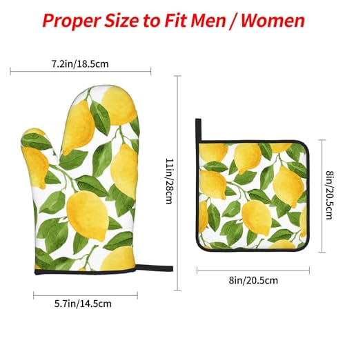 Bright Yellow Lemons Oven Mitts and Pot Holders Sets of 4