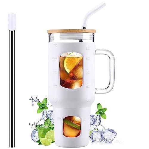 Glass Tumbler with Straw and Lid