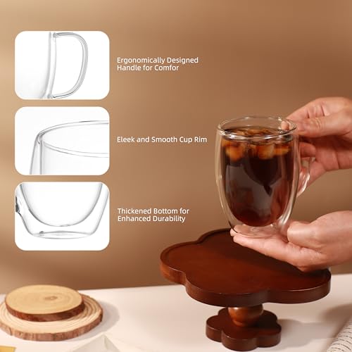 6 Pack Double Walled Glass Coffee Mugs (6 Count)