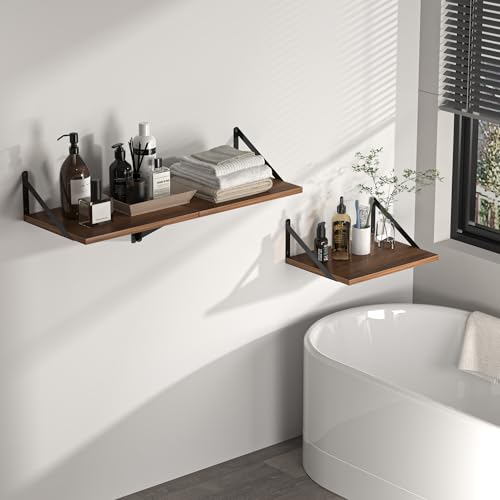 16W x 12D Deep Floating Shelves Set of 2 Walnut (2 Count)