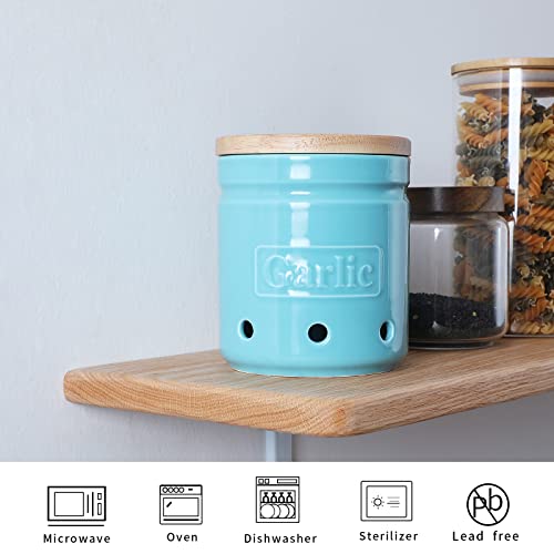 Garlic Keeper with Wooden Lid