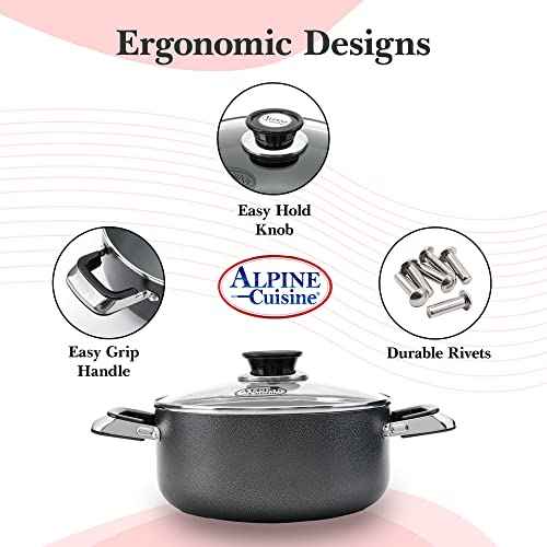 4 Quart Non stick Stock Pot with Tempered Glass Lid and Carrying Handles