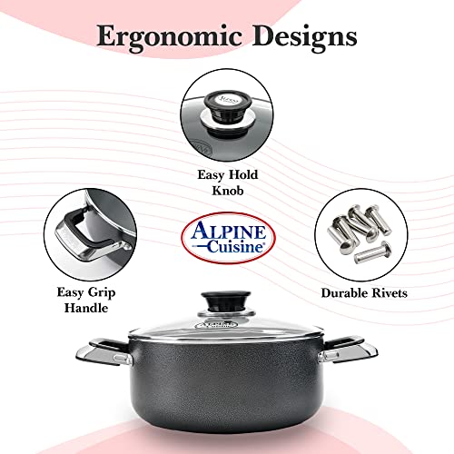 5 Quart Non stick Stock Pot with Tempered Glass Lid and Carrying Handles