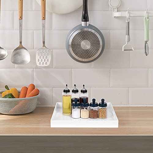 12x20 Inch Modern White Acrylic Ottoman Tray with Cutout Handles Serving Tray Organizer Tray Decorative Tray. for Living Room