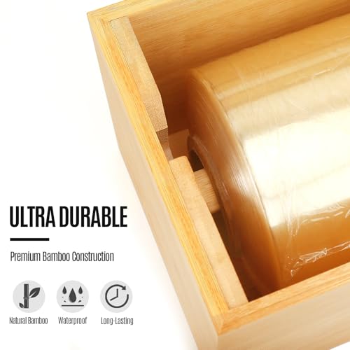 Bamboo 18 Inch Commercial Plastic Wrap Dispenser with Cutter