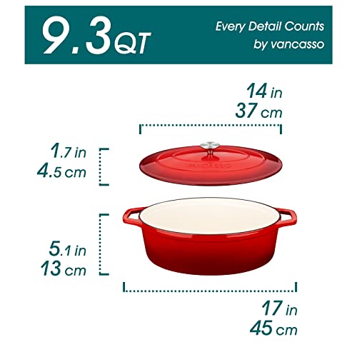 9.3 Qt Oval Enameled Cast Iron Dutch Oven with Lid