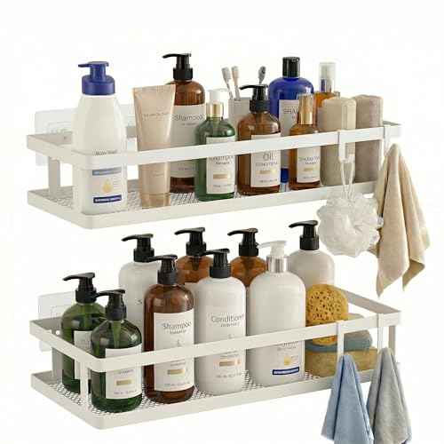 2 Pack Minimalist Shower Caddy Wall Mount (2 Count)