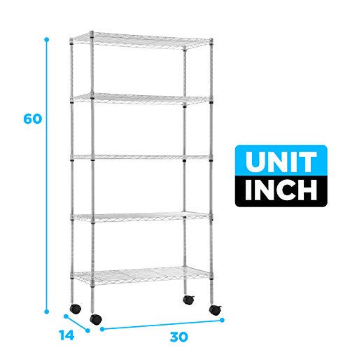 5 Tier Wire Shelf with Wheels