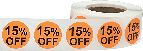 InStockLabels 15% Orange Retail Sale Stickers