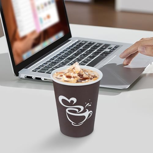 100 Count 12 oz Coffee Cups Disposable Paper Hot Coffee Cups Brown