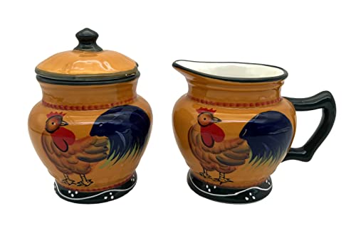 Rooster Creamer and Sugar Bowl Set