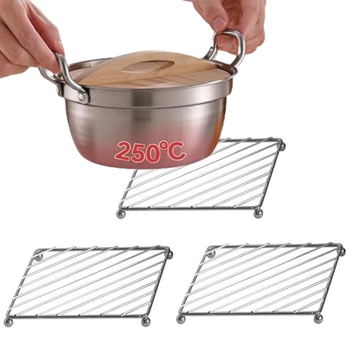 3 Pcs Stainless Steel Trivets Heat Resistant Insulated Hot Pads Table Dish Mat Tableware Placemat Dining Table Decor Hot Pads Cooking and Baking Pans Holder Air Fryer Oven Cookie Cooling Racks (3 Count)