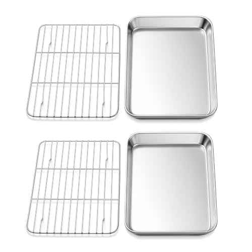 9x7 Inches Mini Stainless Steel Baking Sheet with Cooling Rack Set (5 Count)