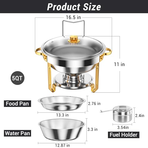 Round Chafing Dishes for Buffet 5 Qt