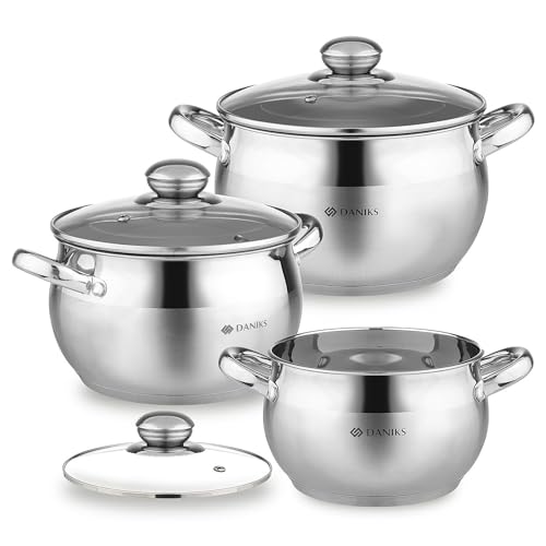 Classic 6 Piece Stainless Steel Cookware Set with Glass Lids (6 Count)