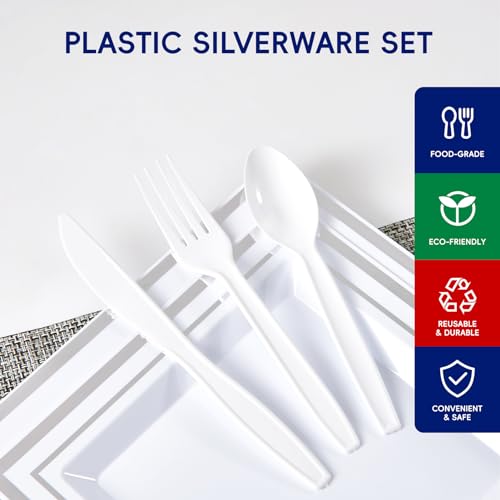 360 Count White Plastic Silverware Heavy Duty