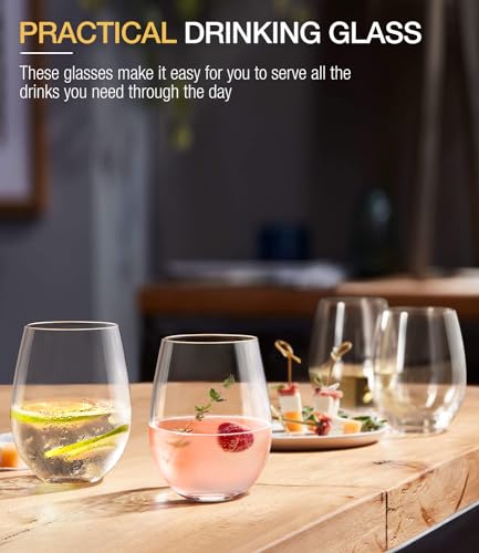 Stemless Wine Glasses Set of 6 (6 Count)