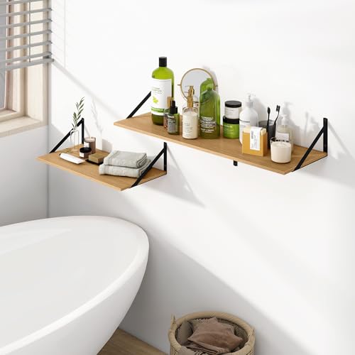 48W x 12D Deep Floating Shelves Set of 2 Oak (2 Count)