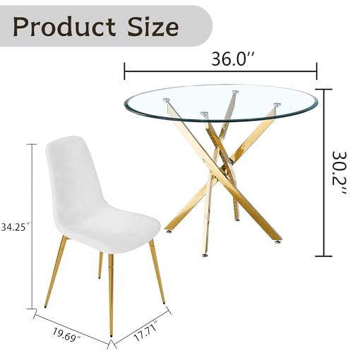 36" Round Glass Dining Table Set for 4 (4 Count)