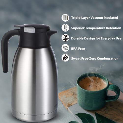 2L Thermal Coffee Carafe with Cleaning Brush