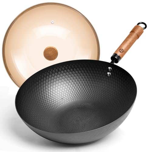 Carbon Steel Wok Pan with Lid