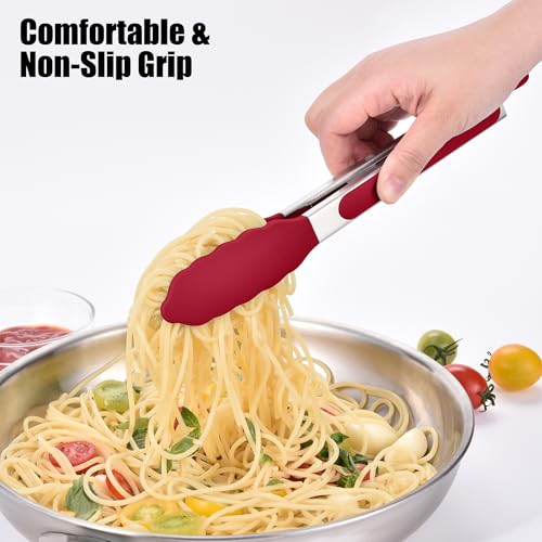 Kitchen Tongs with Silicone Tips for Cooking Serving
